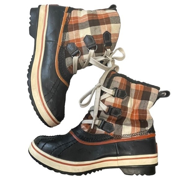 Children's Size 2 Sorel Plaid rain snow duck boots - Picture 5 of 7